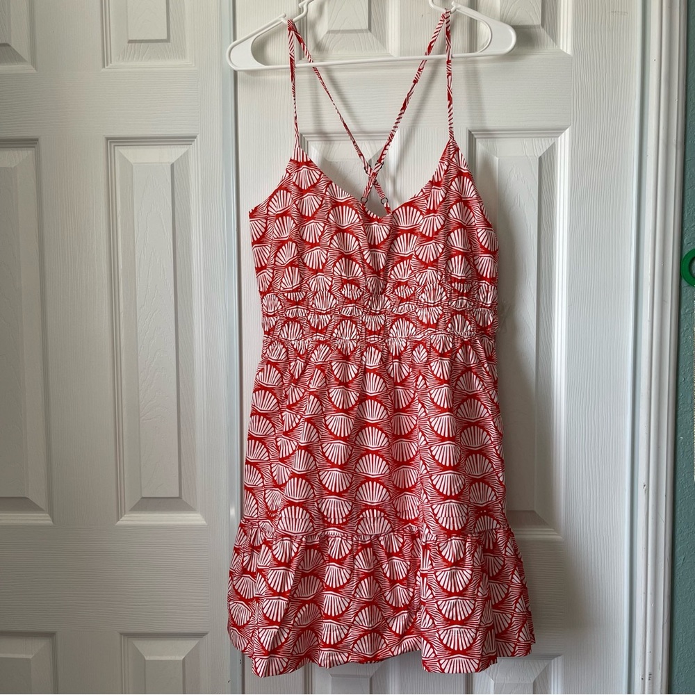Anthropologie Sleeveless Somerset Mini Dress Smocked Waist Flared Skirt Size L.